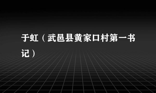 于虹（武邑县黄家口村第一书记）