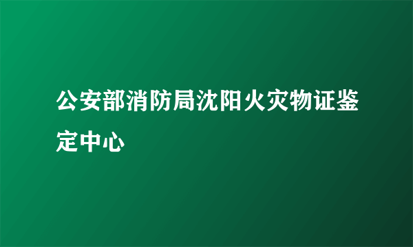 公安部消防局沈阳火灾物证鉴定中心