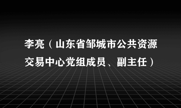 李亮（山东省邹城市公共资源交易中心党组成员、副主任）