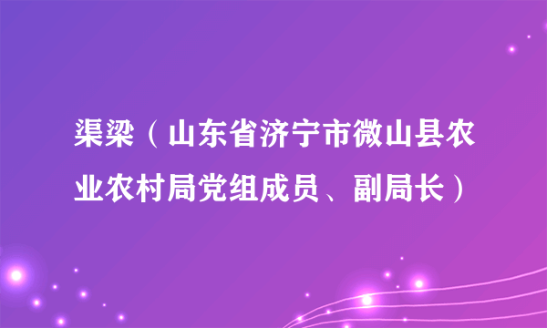 渠梁（山东省济宁市微山县农业农村局党组成员、副局长）
