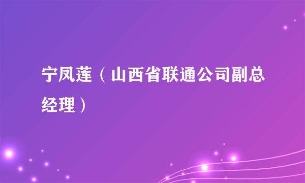 宁凤莲（山西省联通公司副总经理）