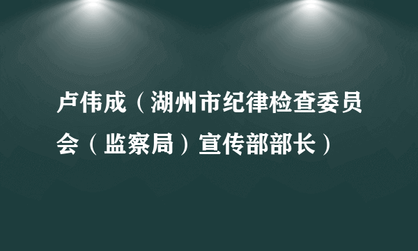 卢伟成（湖州市纪律检查委员会（监察局）宣传部部长）