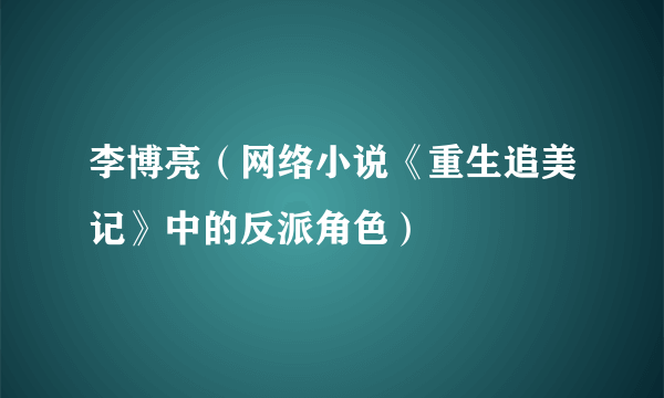 李博亮（网络小说《重生追美记》中的反派角色）