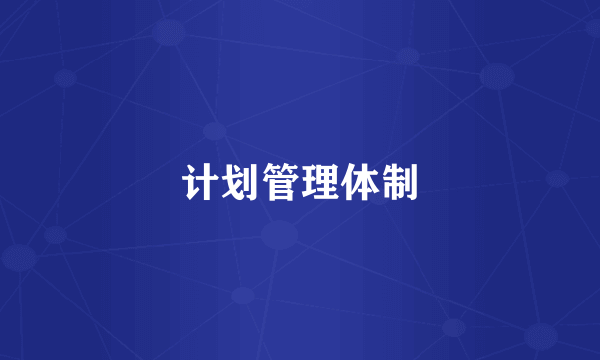 计划管理体制