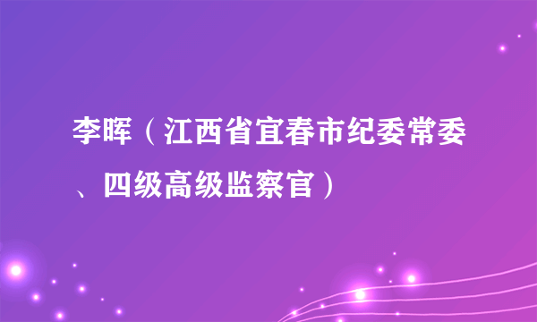 李晖（江西省宜春市纪委常委、四级高级监察官）