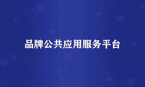 品牌公共应用服务平台