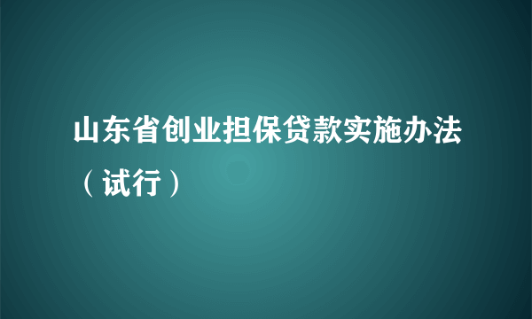 山东省创业担保贷款实施办法（试行）