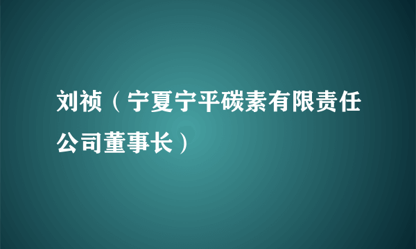 刘祯（宁夏宁平碳素有限责任公司董事长）