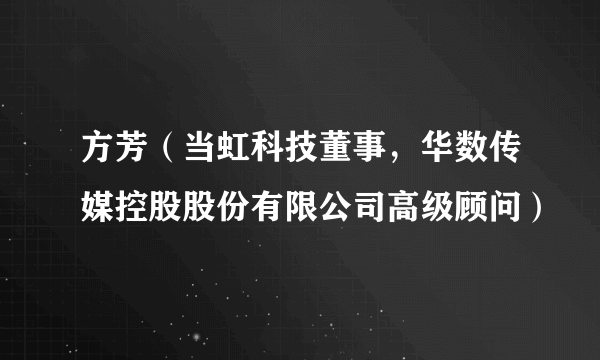 方芳（当虹科技董事，华数传媒控股股份有限公司高级顾问）