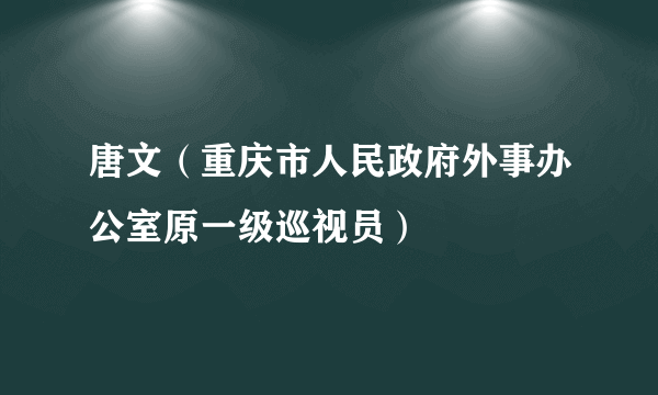 唐文（重庆市人民政府外事办公室原一级巡视员）