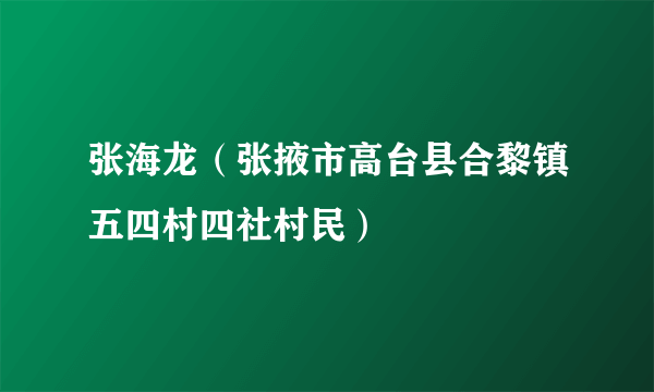 张海龙（张掖市高台县合黎镇五四村四社村民）