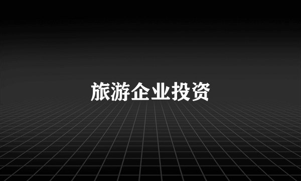 旅游企业投资