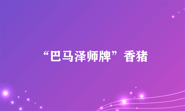 “巴马泽师牌”香猪