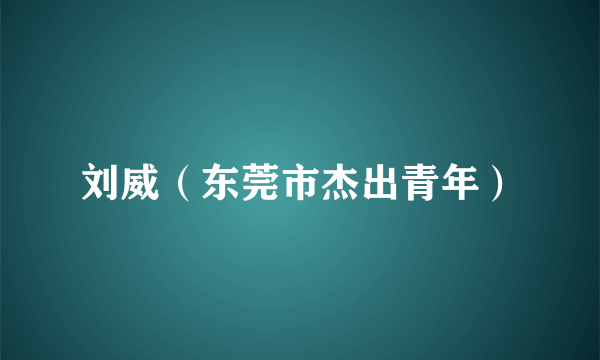 刘威（东莞市杰出青年）