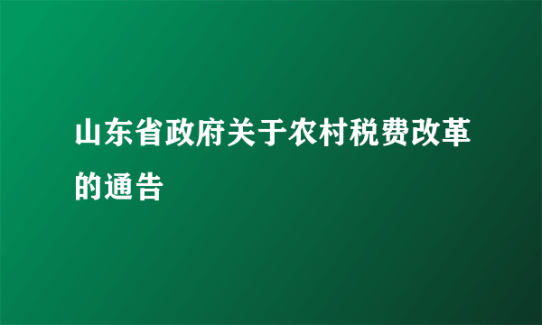 山东省政府关于农村税费改革的通告