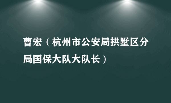 曹宏（杭州市公安局拱墅区分局国保大队大队长）