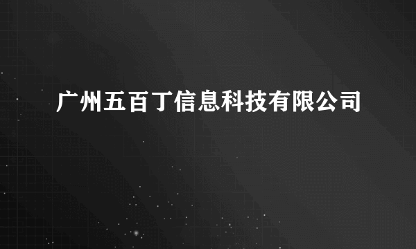 广州五百丁信息科技有限公司