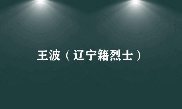 王波（辽宁籍烈士）