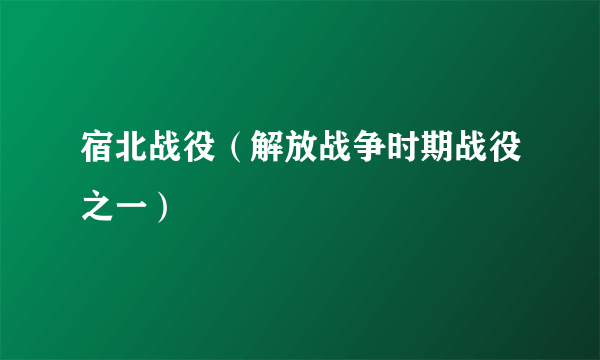 宿北战役（解放战争时期战役之一）