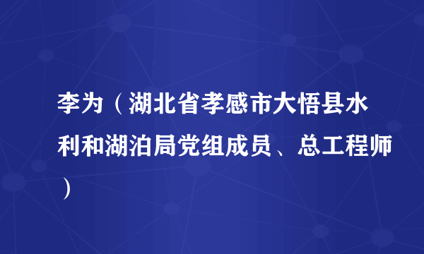 李为（湖北省孝感市大悟县水利和湖泊局党组成员、总工程师）