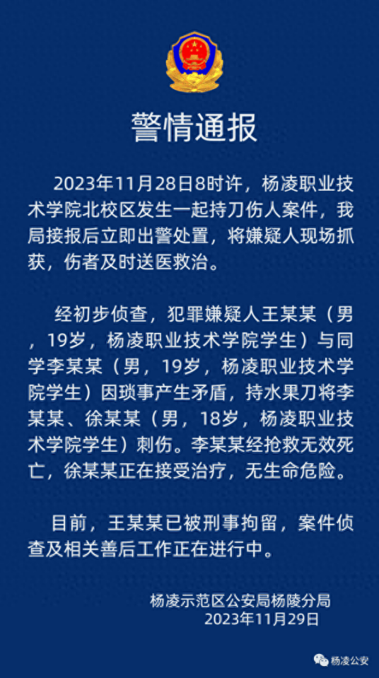 11·28咸阳高校男生持刀伤人事件