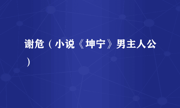 谢危（小说《坤宁》男主人公）
