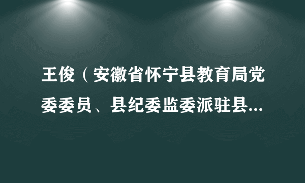 王俊（安徽省怀宁县教育局党委委员、县纪委监委派驻县教育局纪检监察组组长）