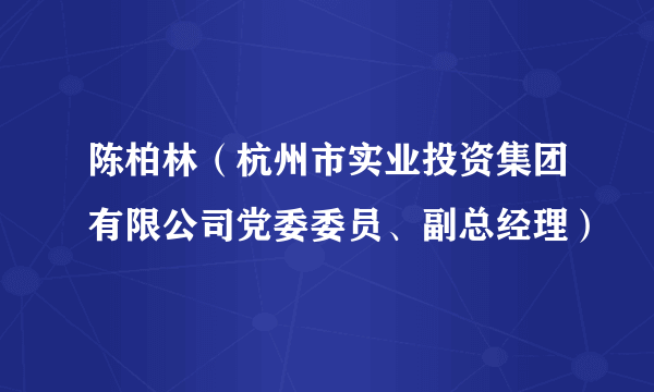 陈柏林（杭州市实业投资集团有限公司党委委员、副总经理）