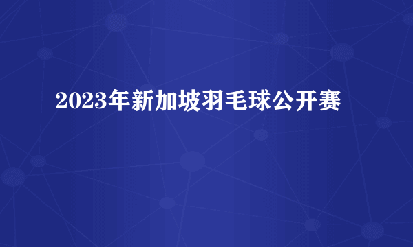 2023年新加坡羽毛球公开赛