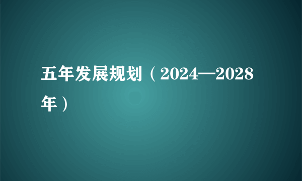 五年发展规划（2024—2028年）