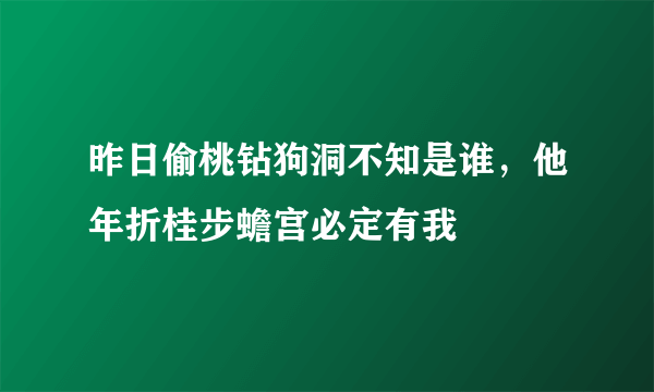 昨日偷桃钻狗洞不知是谁，他年折桂步蟾宫必定有我