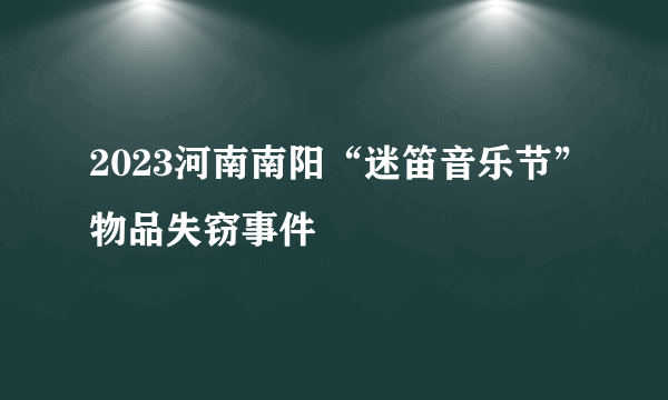 2023河南南阳“迷笛音乐节”物品失窃事件