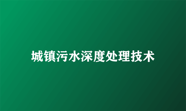 城镇污水深度处理技术