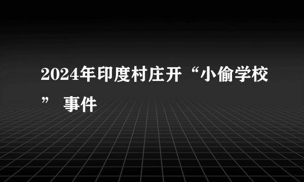 2024年印度村庄开“小偷学校” 事件