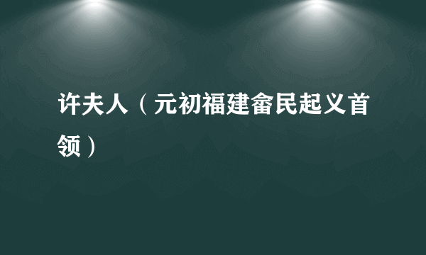 许夫人（元初福建畲民起义首领）