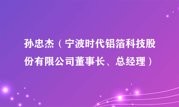 孙忠杰（宁波时代铝箔科技股份有限公司董事长、总经理）