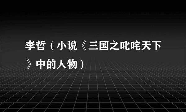 李哲（小说《三国之叱咤天下》中的人物）