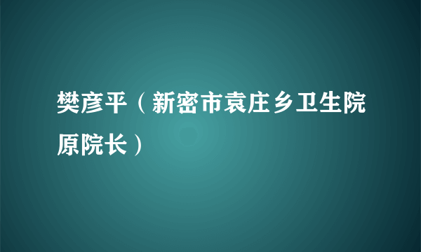 樊彦平（新密市袁庄乡卫生院原院长）