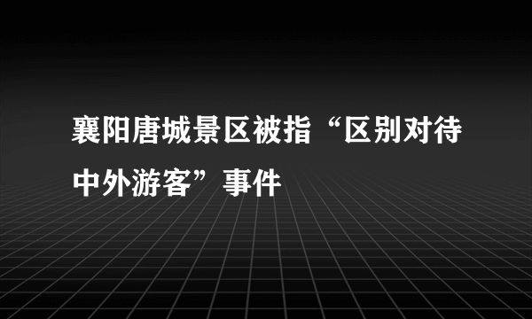 襄阳唐城景区被指“区别对待中外游客”事件