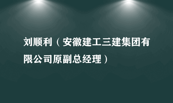 刘顺利（安徽建工三建集团有限公司原副总经理）
