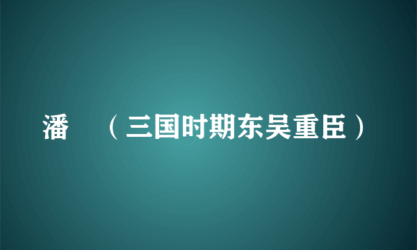 潘濬（三国时期东吴重臣）