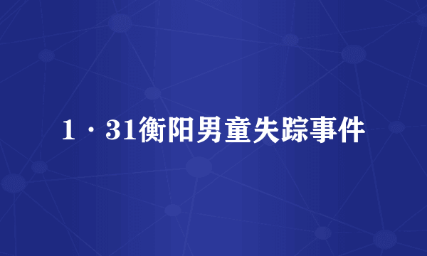 1·31衡阳男童失踪事件