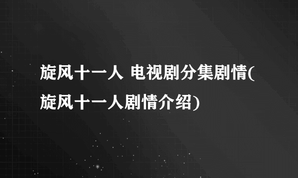 旋风十一人 电视剧分集剧情(旋风十一人剧情介绍)
