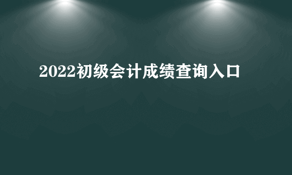 2022初级会计成绩查询入口