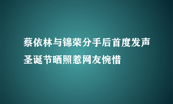 蔡依林与锦荣分手后首度发声圣诞节晒照惹网友惋惜