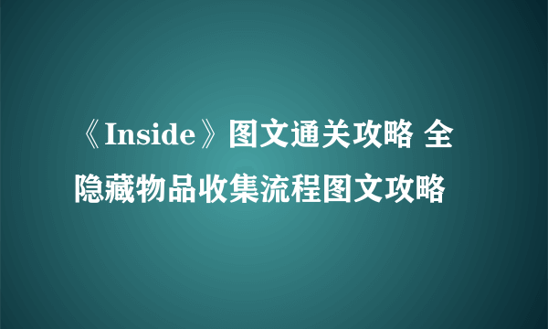《Inside》图文通关攻略 全隐藏物品收集流程图文攻略