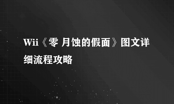 Wii《零 月蚀的假面》图文详细流程攻略