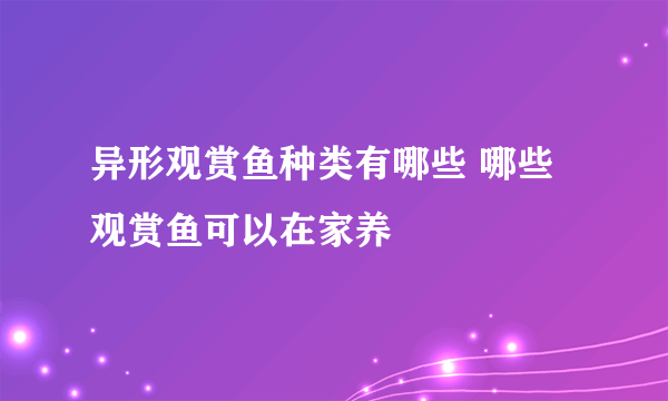 异形观赏鱼种类有哪些 哪些观赏鱼可以在家养