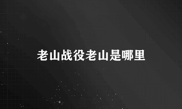 老山战役老山是哪里