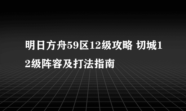 明日方舟59区12级攻略 切城12级阵容及打法指南